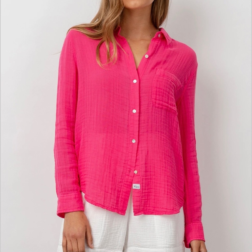 Rails ellis hibiscus button down long sleeve gauze shirt size small